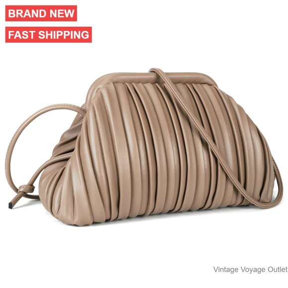 PU Leather Clutch with Detachable Strap, Crossbody Shoulder Bag